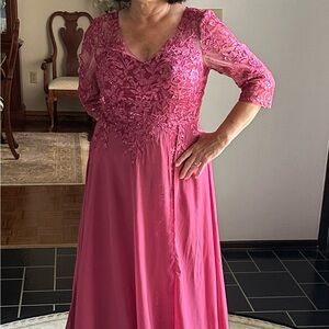 Mulberry MOB dress A-line with chiffon overlay SZ 14 NWT